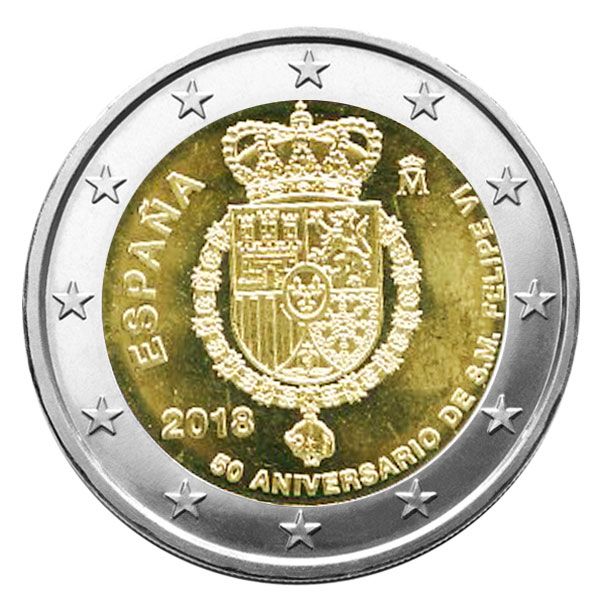 2 EURO COMMEMORATIVE 2018 : ESPAGNE (50ème anniversaire du roi Felipe VI)