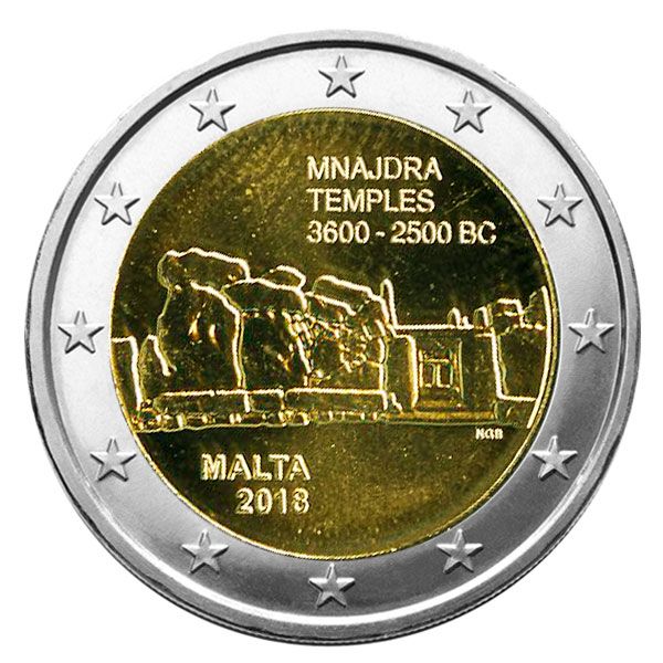 2 EURO COMMEMORATIVE 2018 : MALTE (Temples de Manjdra)