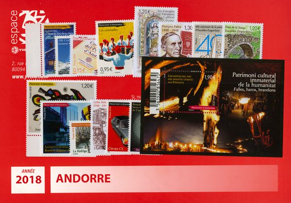 n° 809/823 -  Timbre Andorre Année complète (2018)