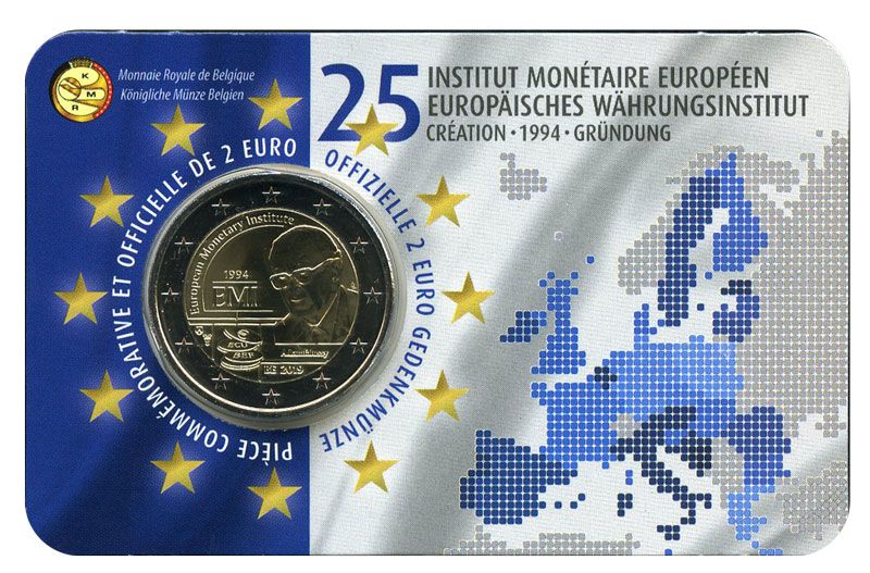 BU : 2 EURO COMMEMORATIVE 2019 : BELGIQUE - 25 ans EMI Institut Monétaire Européen (Version francophone)