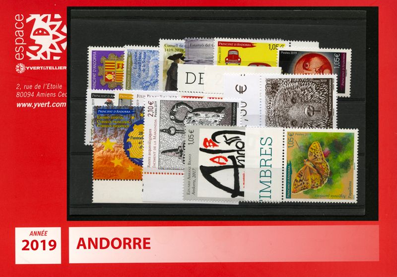 n° 824/839 -  Timbre Andorre Année complète (2019)