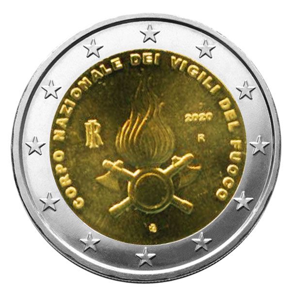 2 EURO COMMEMORATIVE 2020 : ITALIE (800 ANS DU CORPS DES SAPEURS POMPIERS)