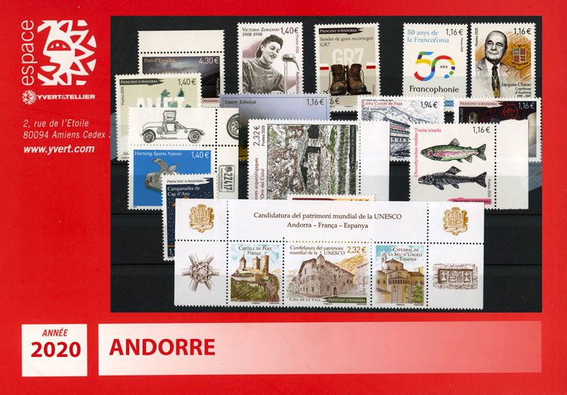 n° 840/854 -  Timbre Andorre Année complète (2020)