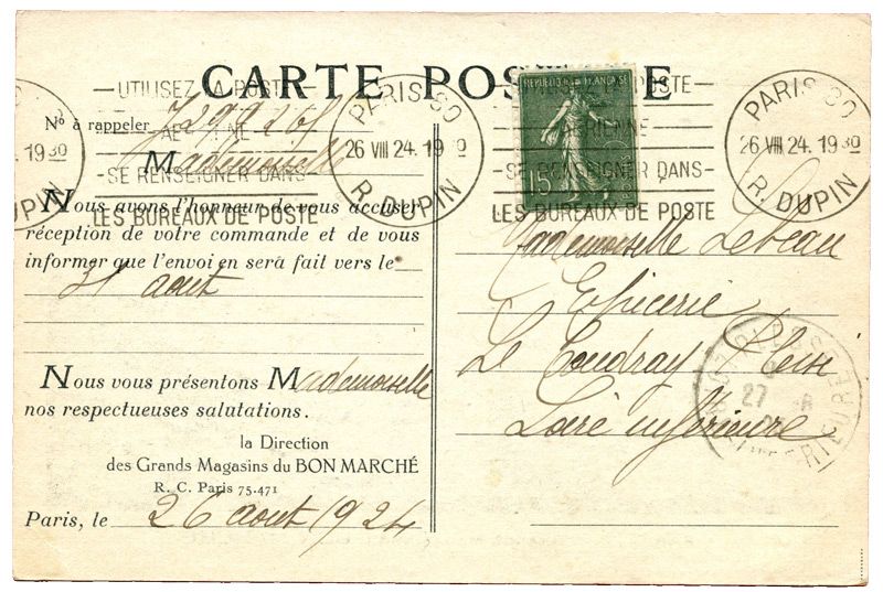 n°130f obl. sur carte - Timbre FRANCE Poste