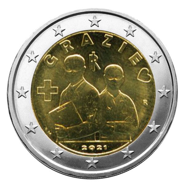 2 EURO COMMEMORATIVE 2021 : ITALIE (Merci aux professionnels de santé)