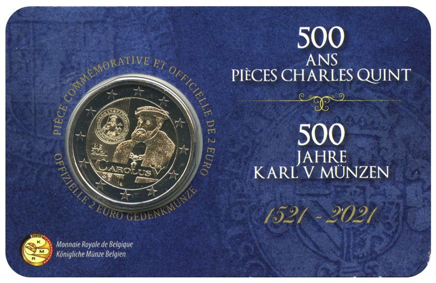 BU : 2 EURO COMMEMORATIVE 2021 : BELGIQUE - Règne de Charles V (Version française)