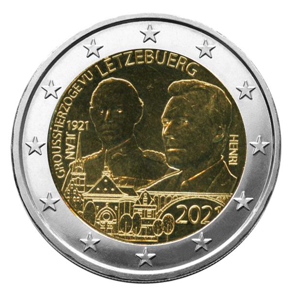 2 EURO COMMEMORATIVE 2021 : LUXEMBOURG (100 Ans du Prince Jean-Version classique)