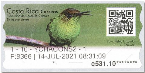 n° 21 - Timbre COSTA RICA Timbres de distributeurs