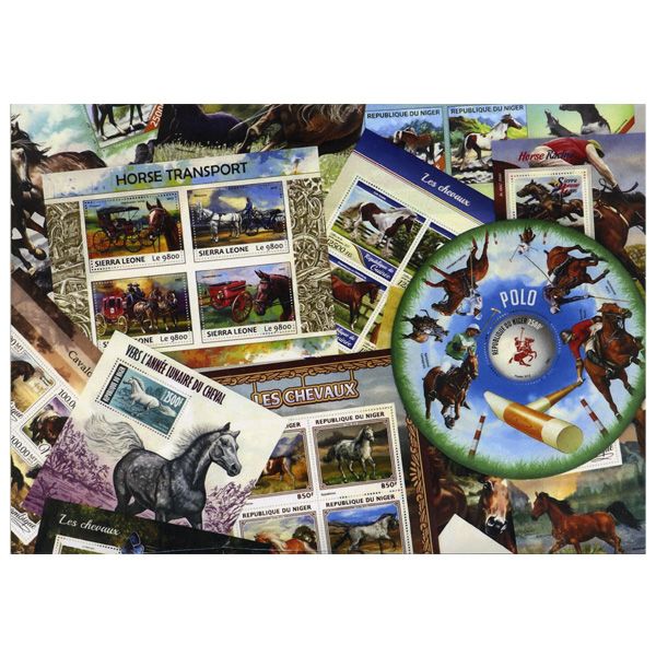 CHEVAUX : pochette de 15 timbres (Neufs)