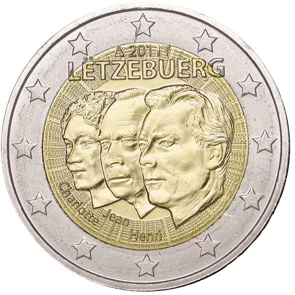 2 EURO COMMEMORATIVE 2011 : LUXEMBOURG (50e anniversaire de la désignation de Jean comme Lieutenant-Représentant par sa mère, la Grande-Duchesse Charlotte)