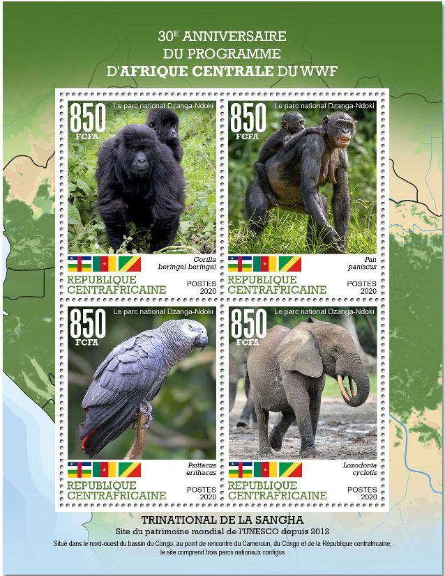 n° 7388/7391  - Timbre CENTRAFRIQUE Poste