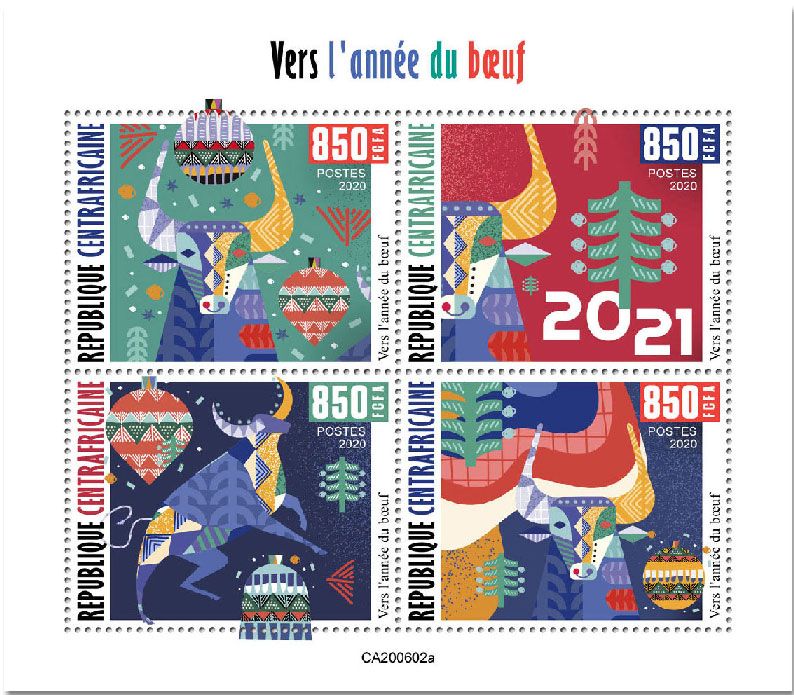 n° 7392/7395  - Timbre CENTRAFRIQUE Poste