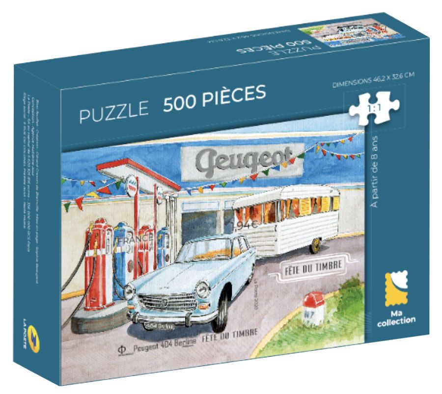 PUZZLE TIMBRÉS : PEUGEOT 404 BERLINE (500 PIECES)