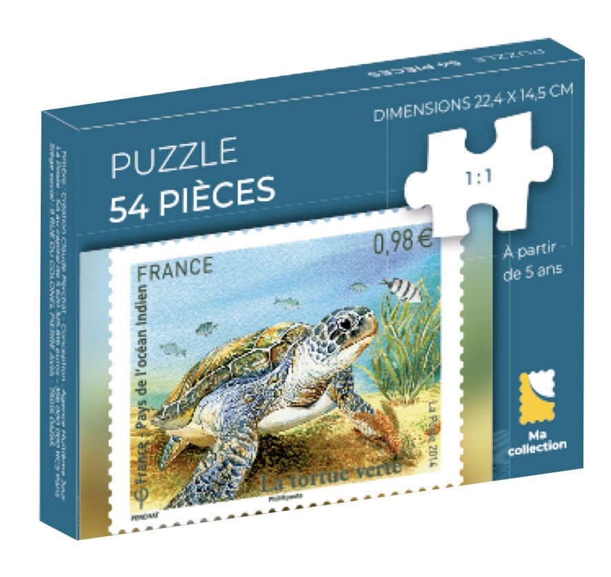 PUZZLE TIMBRÉS : LA TORTUE VERTE (54 PIECES)