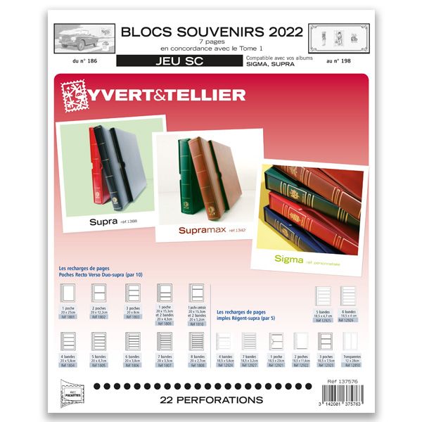 BLOCS SOUVENIRS SC : 2022 (JEUX AVEC POCHETTES)