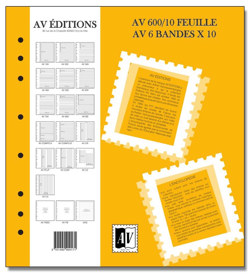 Feuille AV : 6 bandes (x10) - AV EDITIONS®