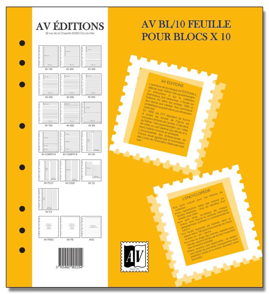 Feuille AV : pour 4 blocs (CNEP, FFAP, etc.) (x10) - AV EDITIONS®