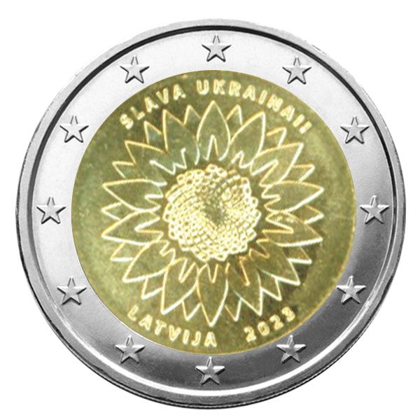 2 EURO COMMEMORATIVE 2023 : LETTONIE (Tournesol Ukrainien)