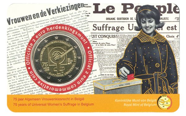 BU : 2 EURO COMMEMORATIVE 2023 COINCARD : BELGIQUE - SUFFRAGE UNIVERSEL DES FEMMES  (Version flamande)