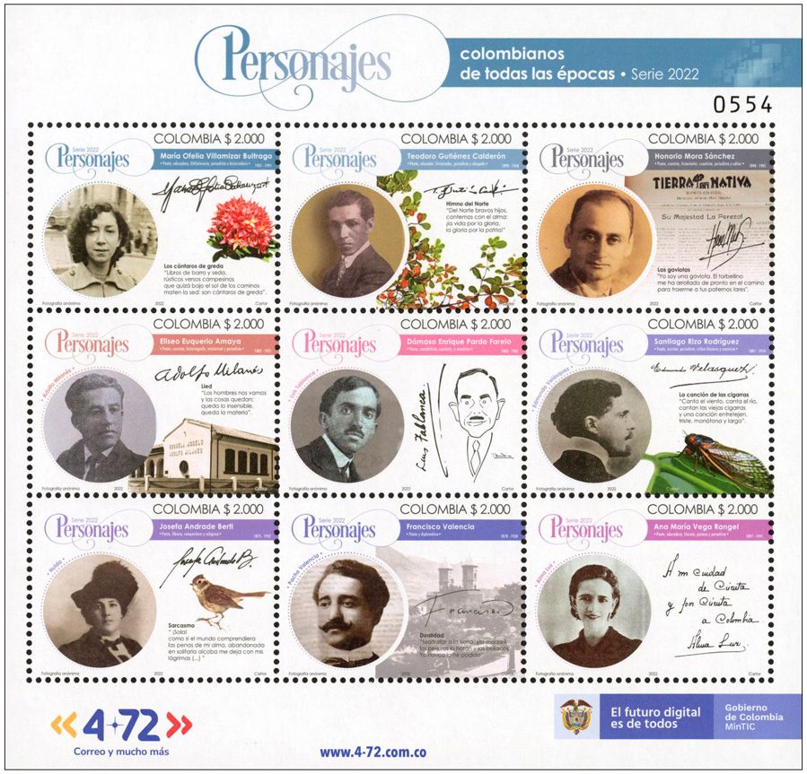 n° 2530/2538 - Timbre COLOMBIE Poste