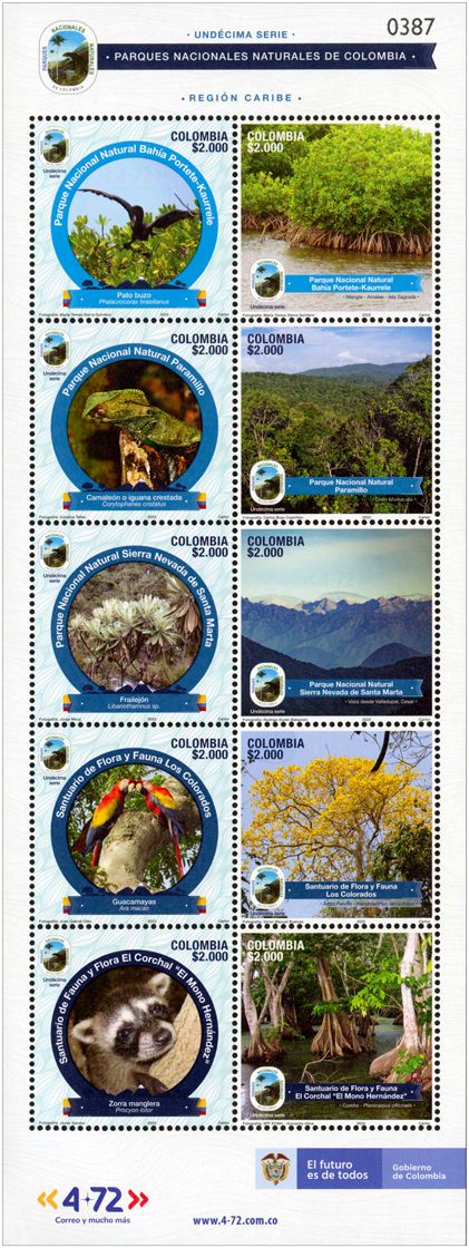 n° 2516/2525 - Timbre COLOMBIE Poste