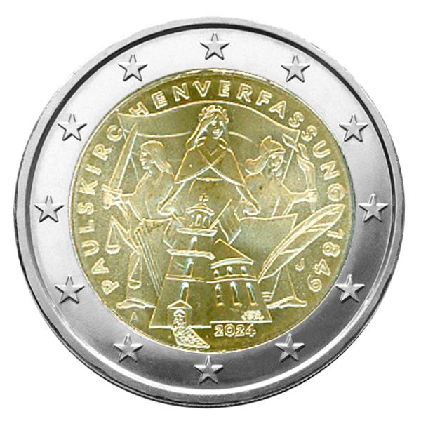 2 EURO COMMEMORATIVE 2024 : ALLEMAGNE (175 ANS DE LA CONSTITUTION DE L'EGLISE SAINT-PAUL)