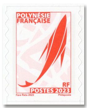 n° 1334 - Timbre POLYNESIE Poste (Série courante. Emblème postal : Marara (Rouge))