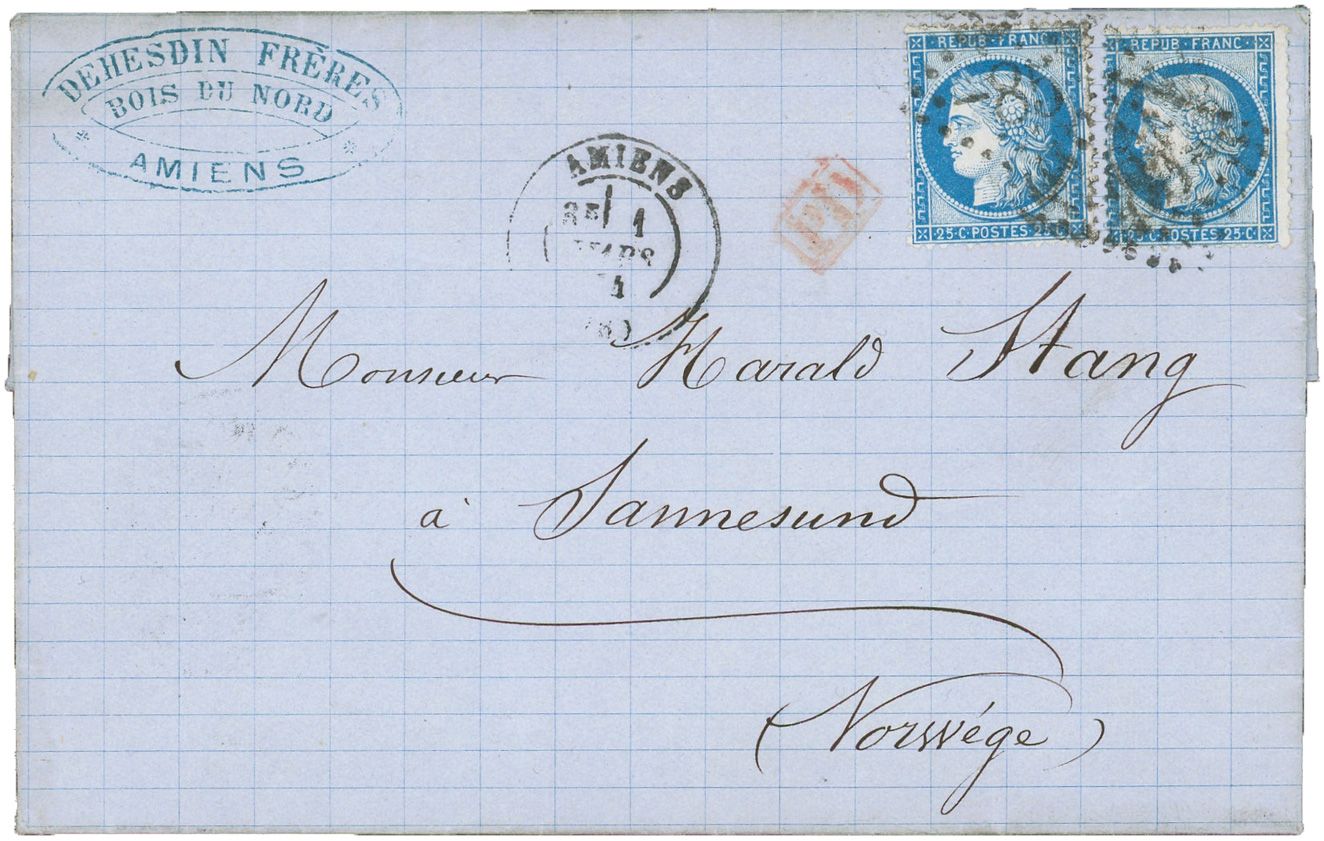 France : n°60B x 2 obl. sur lettre