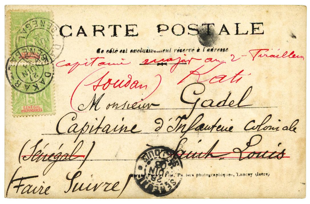 Sénégal : Carte Postale Photo Le Repas des émigrants à bord de l´Amazone adressée de DAKAR 21/JUIN/1903 pour ST LOUIS