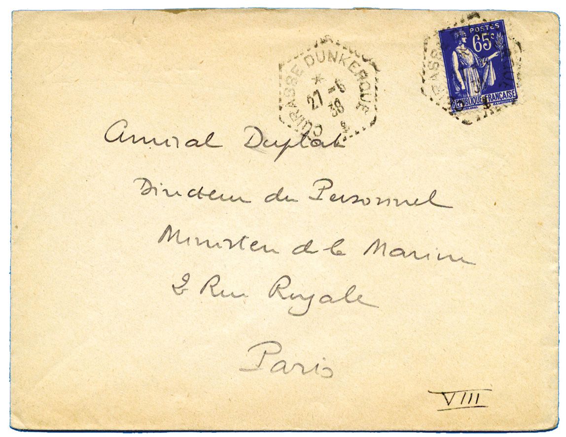 France : n°365 obl. hexagonale CUIRASSE DUNKERQUE (1938) sur lettre