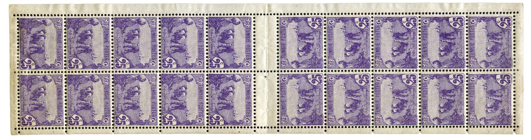 Tunisie : Carnet C72 - 2 feuillets de 10 timbres neufs**/* du n°72, sans couverture