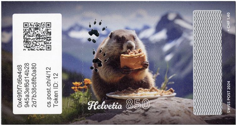 n° 4 - Timbre SUISSE Timbres Crypto