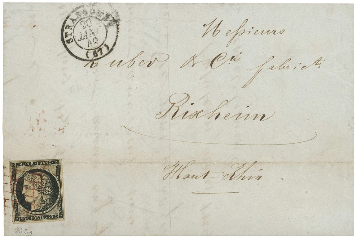 France : n° 3 obl. sur lettre