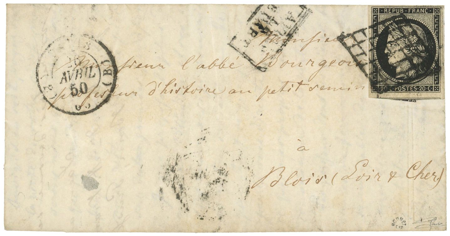 France : n° 3h obl. sur lettre