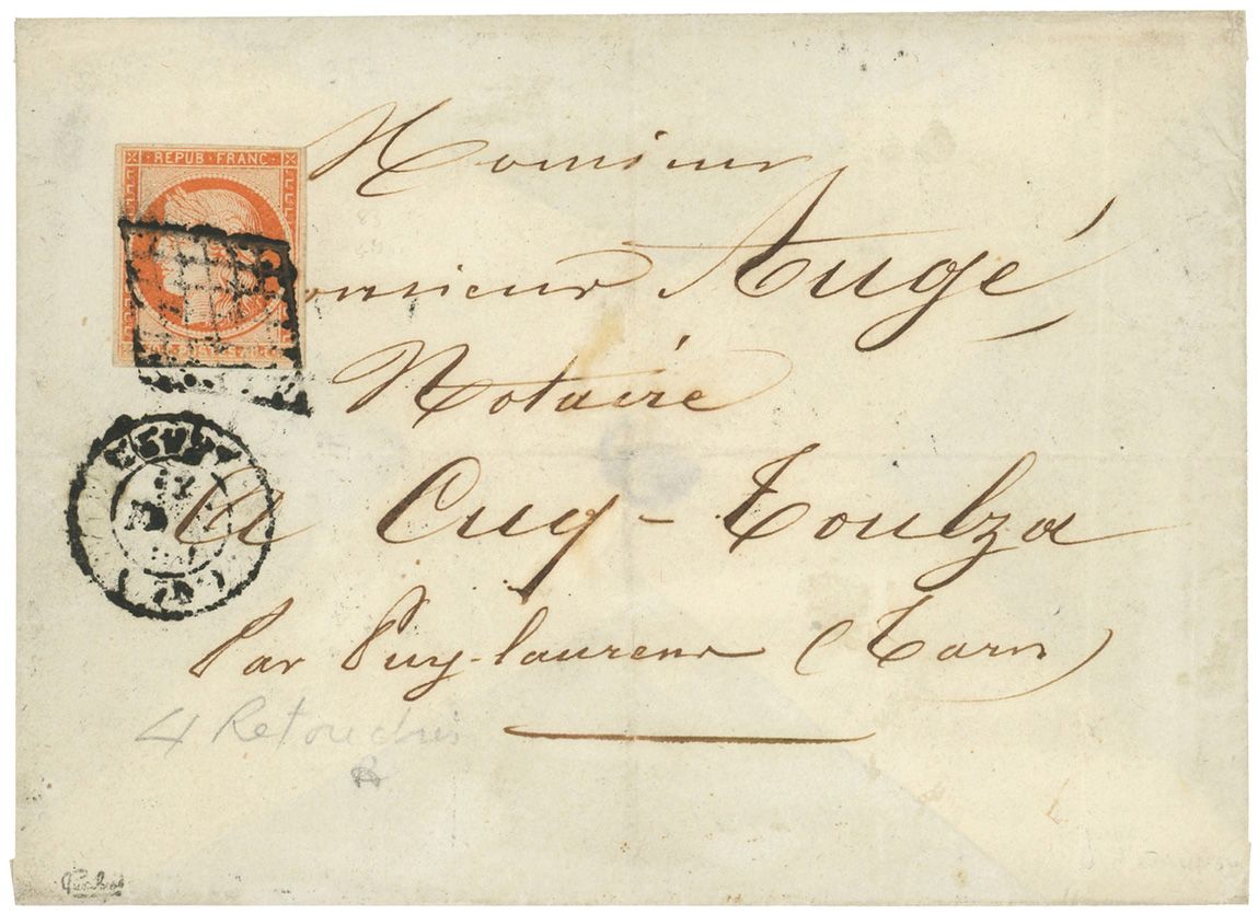 France : n° 5d obl. sur lettre