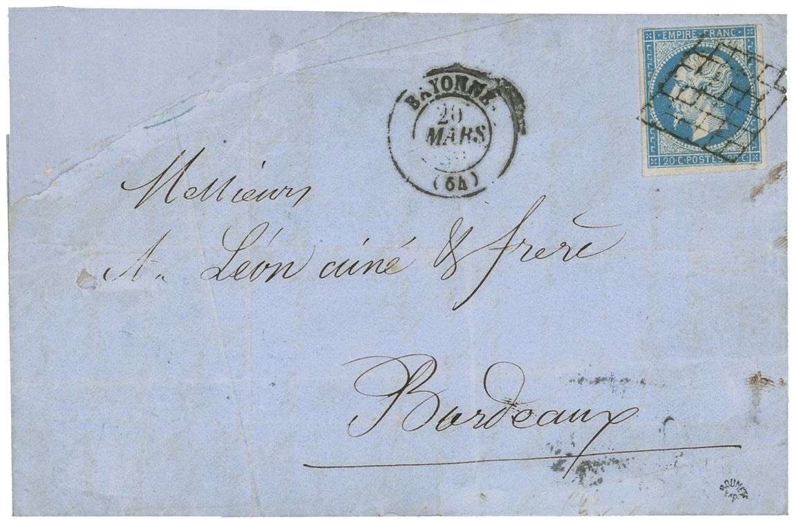 France : n° 14A obl. sur lettre