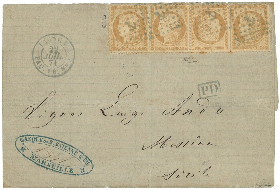 France : n° 36b obl. sur lettre