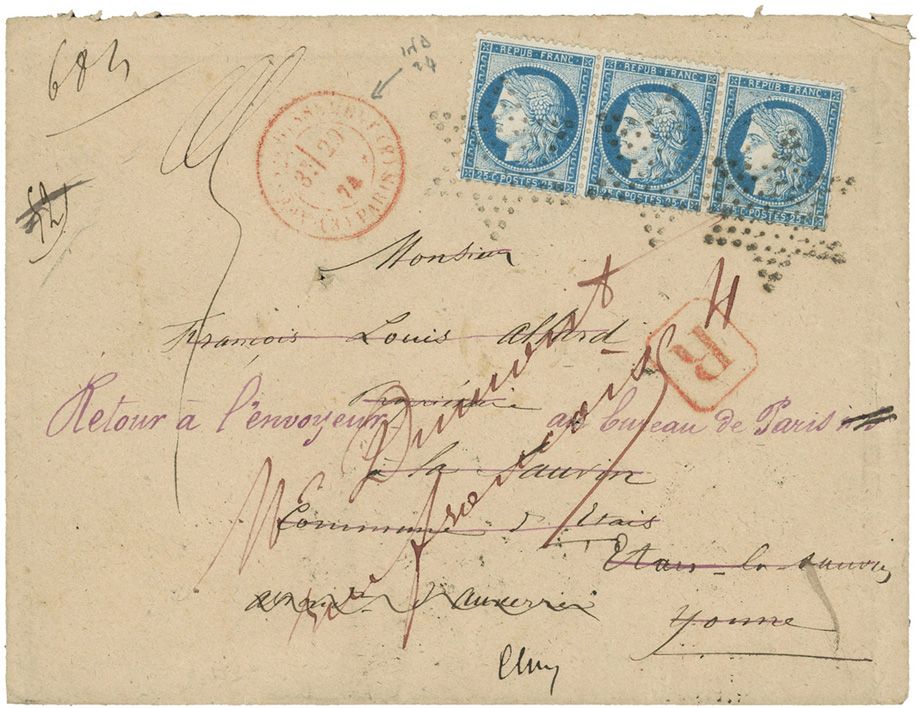 France : n° 60C obl. sur lettre