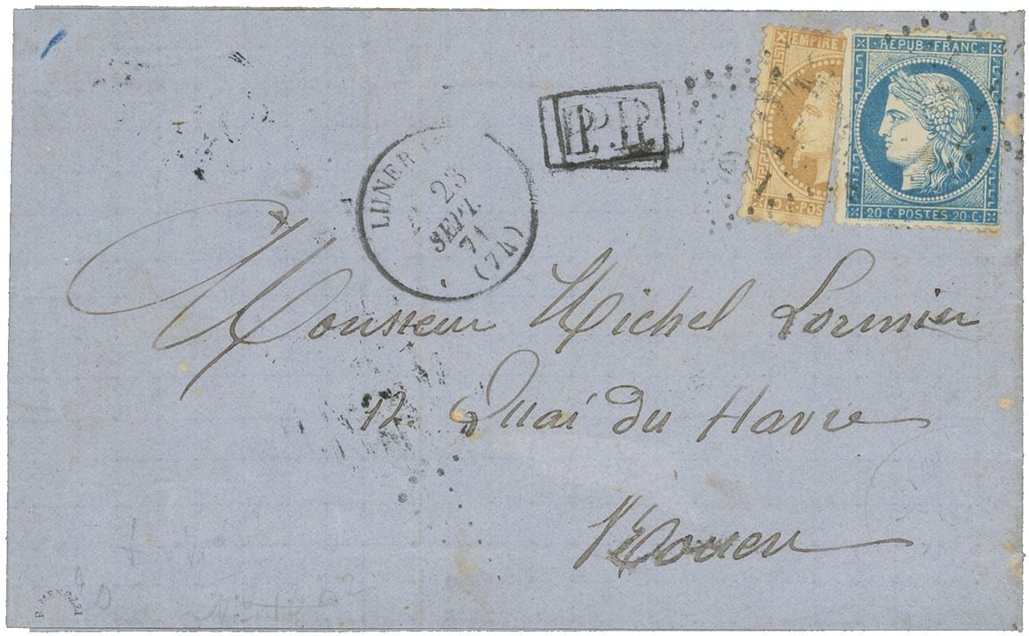 France : n° 28B et n° 37 obl. sur lettre