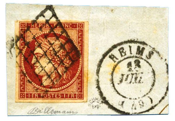 France : n° 6b obl. sur fragment