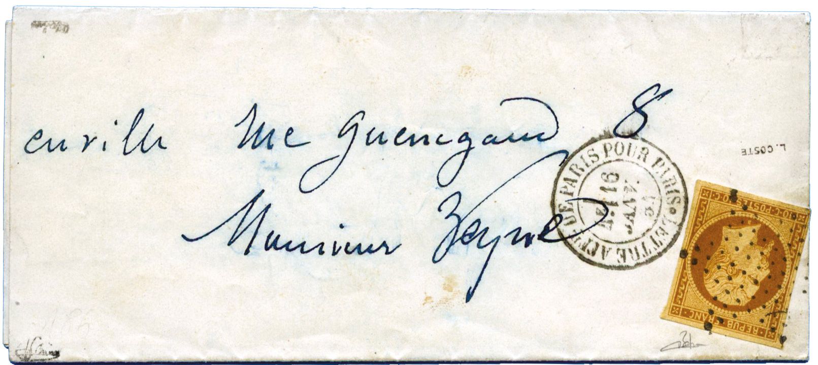 France : n° 9a obl. sur lettre