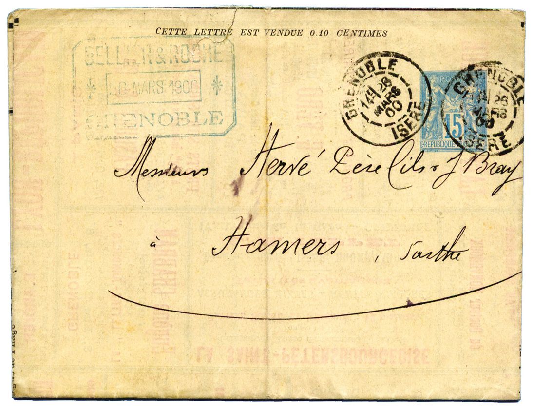 France : Entier Postal 15 c. Sage bleu
