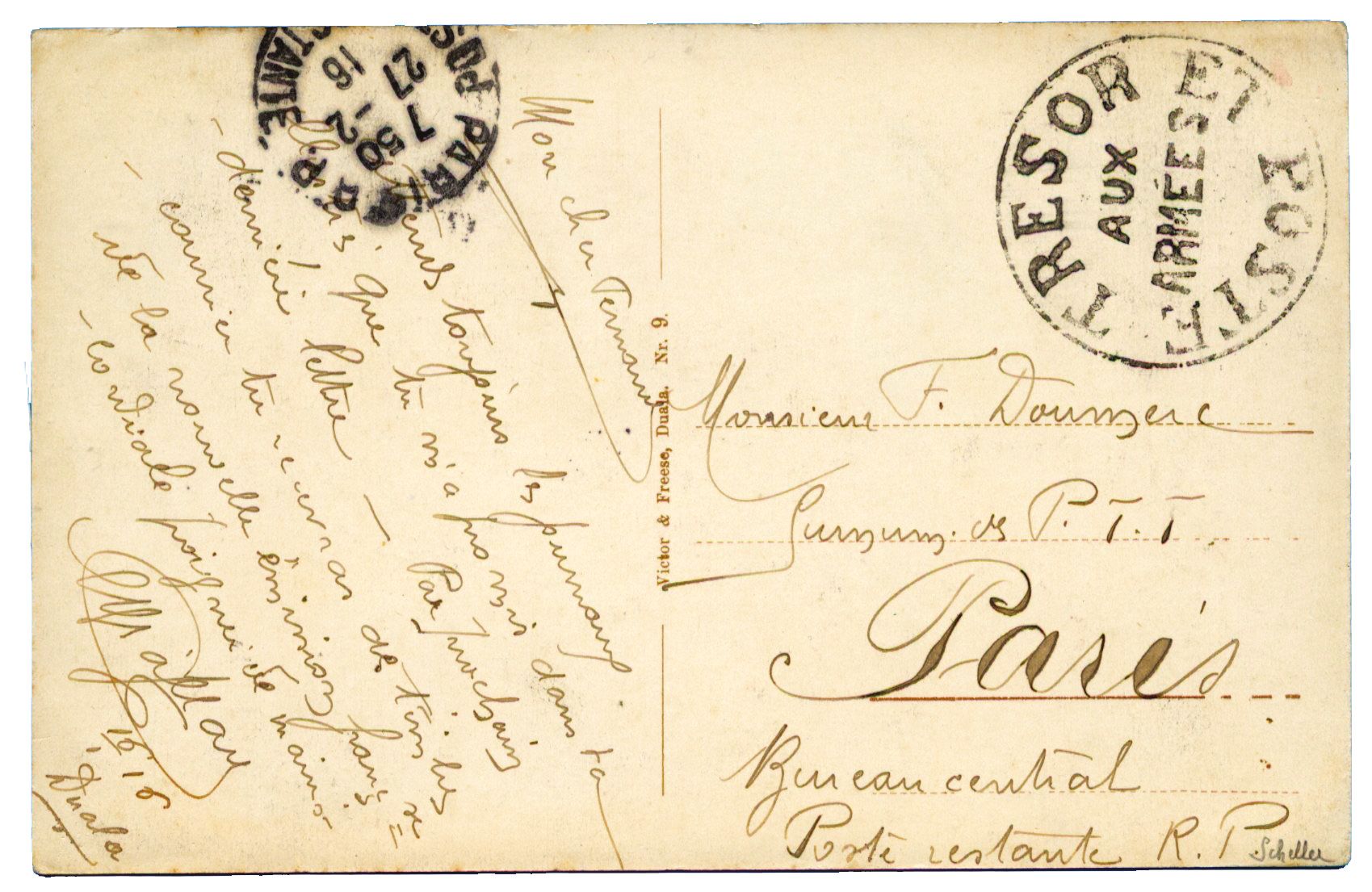 Cameroun : Carte Postale datée de DUALA avec grand cachet TRESOR ET POSTE AUX ARMEES pour PARIS Cameroun : Carte Postale datée de DUALA avec grand cachet TRESOR ET POSTE AUX ARMEES pour PARIS