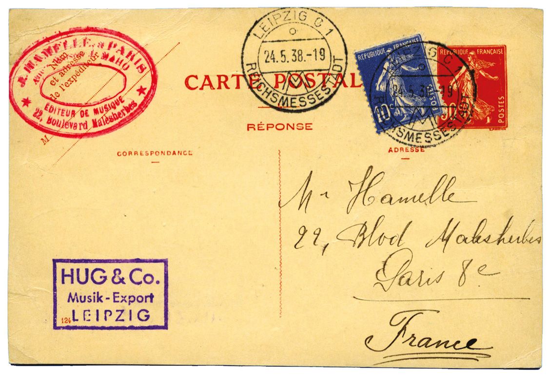 France : Entiers Postaux : 90 c. rouge Semeuse + 10 c. bleu obl.