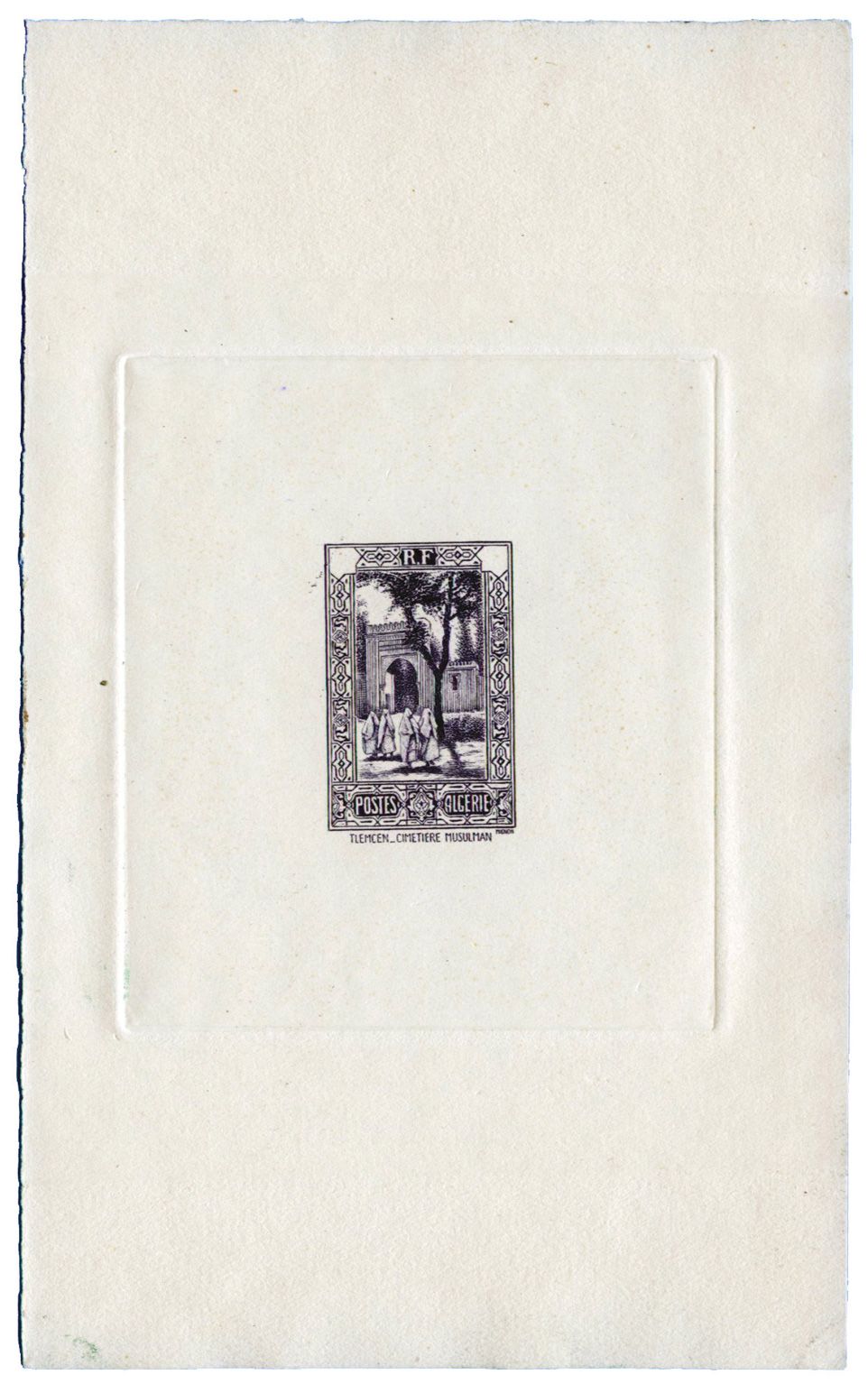 Algérie : n° 107, Cimetière de Tlemcen, épreuve d´état en noir sans faciale Algérie : n° 107, Cimetière de Tlemcen, épreuve d´état en noir sans faciale