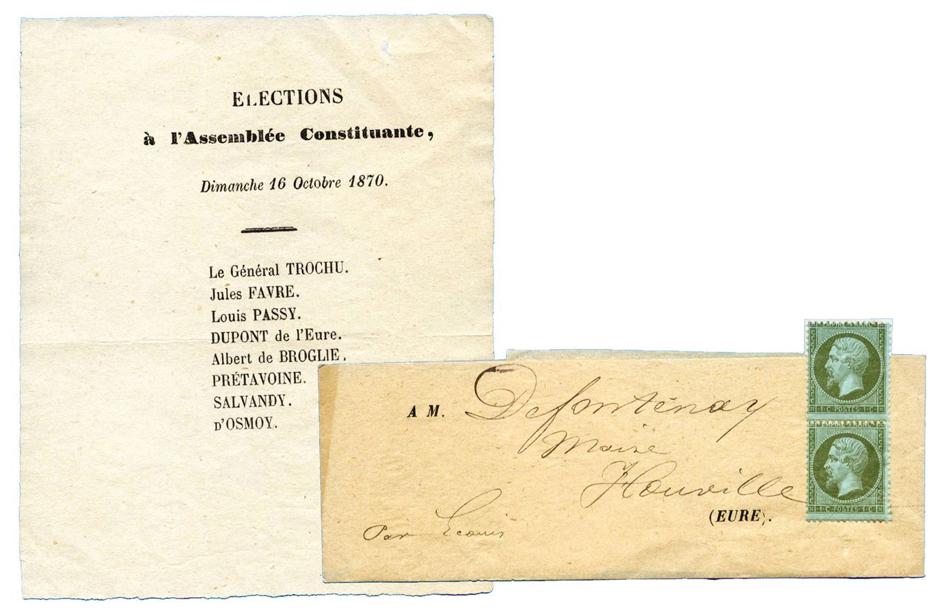France : Guerre 1870 - Document relatif à un vote à l´assemblée Constituante du 16/OCT/70