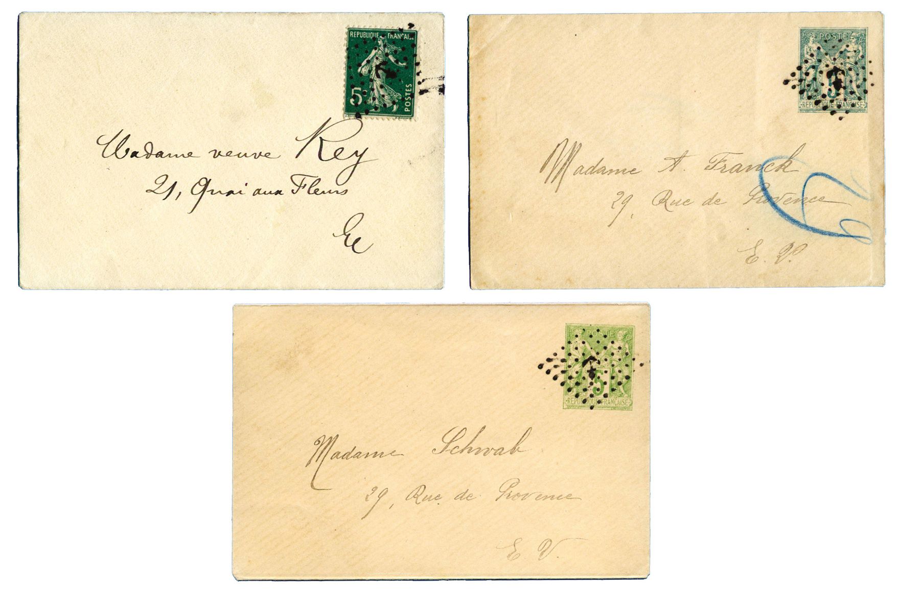 France : Ensemble de 3 plis, période 1890-1910 avec oblitération ANCRE.