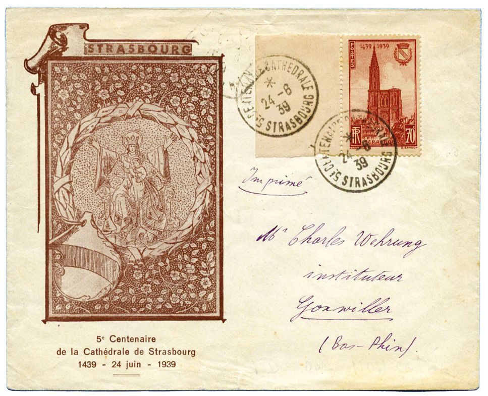 France : n° 443 obl. Càd 5ème CENTENAIRE DE LA CATHEDRALE DE STRASBOURG 24/6/39 France : n° 443 obl. Càd 5ème CENTENAIRE DE LA CATHEDRALE DE STRASBOURG 24/6/39