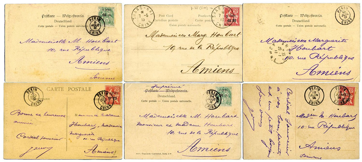 Chine : Ensemble de 6 CPA adressées d´AMIENS. Chine : Ensemble de 6 CPA adressées d´AMIENS.