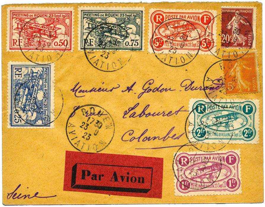 France : Meeting d´Aviation de ROUEN, 23 Septembre 1923 avec les 5 vignettes